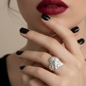 Silver Heart-Shaped Stud Earring